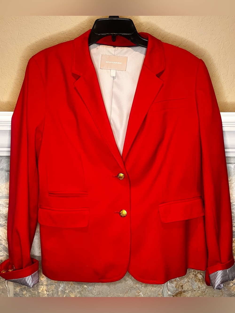 Banana Republic Red Women's Blazer with Gold Buttons Size 14 good condition